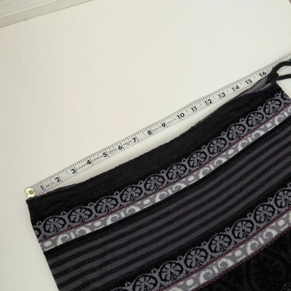 Icelandic Design Womens Wool Blend Knit Fair Isle Mini Skirt Black Grey Size M